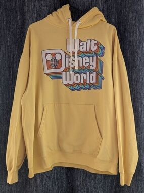 Disney Yellow Walt Disney World Retro Logo Crewneck Hoodie